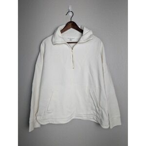 Haven Well Within Sweatshirt Womens XXL White Organic Cotton 1/4 Zip Pullover